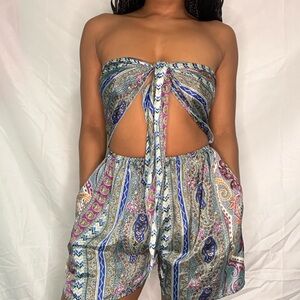 Colorful Paisley Strapless Romper